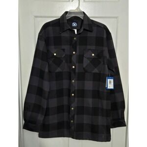 Polar King Mens Flannel heavy button‎ up shirt fleece lining sz Medium Tall NWT